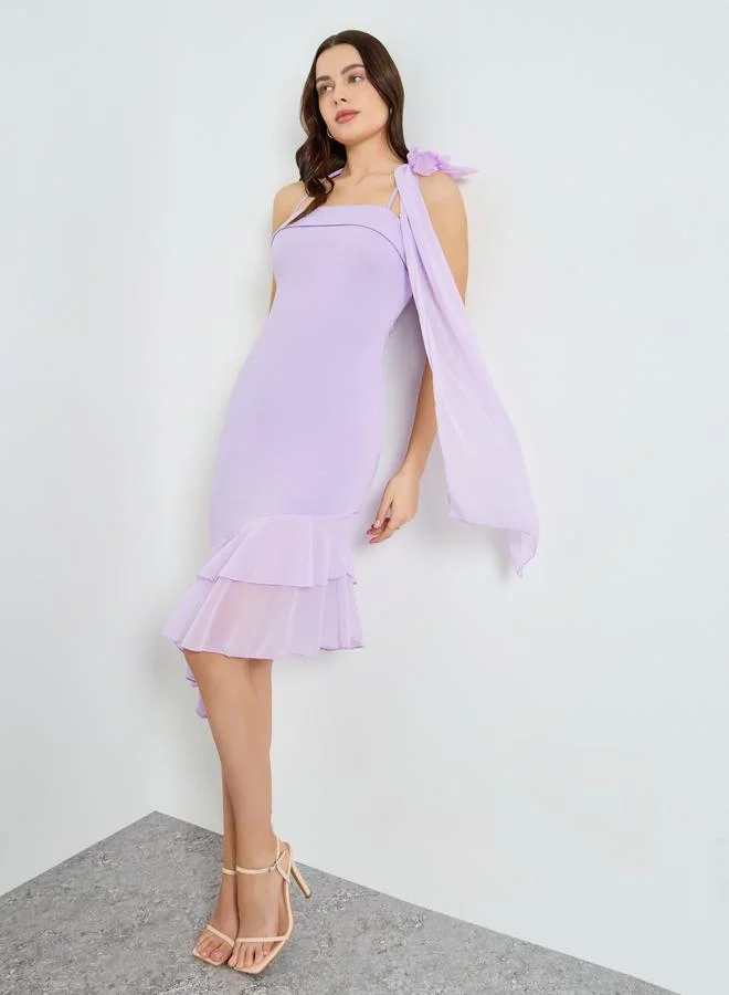 تايك تو فستان بطول الركبة مكشوف الأكتاف للنساء